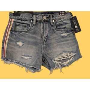 Blank NYC Women's Distressed Denim Shorts Size 25 The Barrow Stripes NEW W/ TAGS